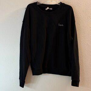 H&M Black Crewneck Sweater with Embroidery